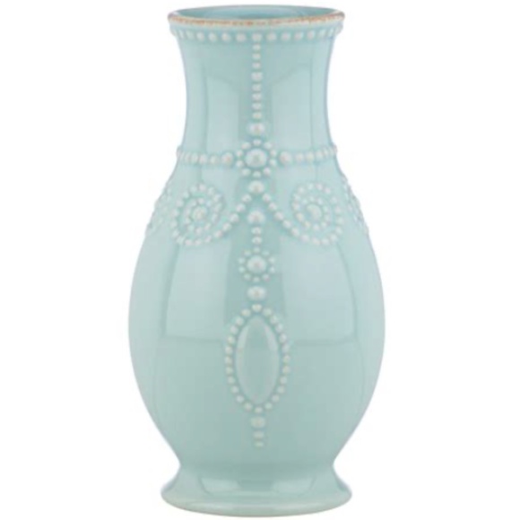 LENOX AMERICAN BY DESIGN FRENCH PERLE 8" FLUTED FOOTED VASE in Ice Blue - Picture 1 of 7